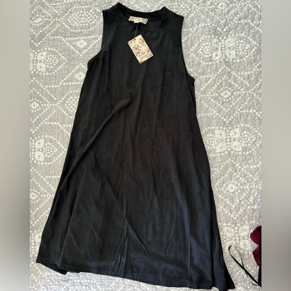 A black suede short dress